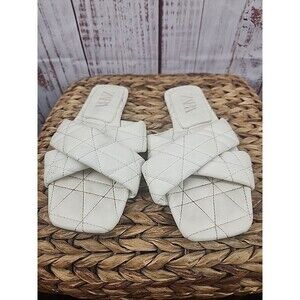 ZARA Quilter Padded Flat Slides Sandals White size EU 37 Vintage